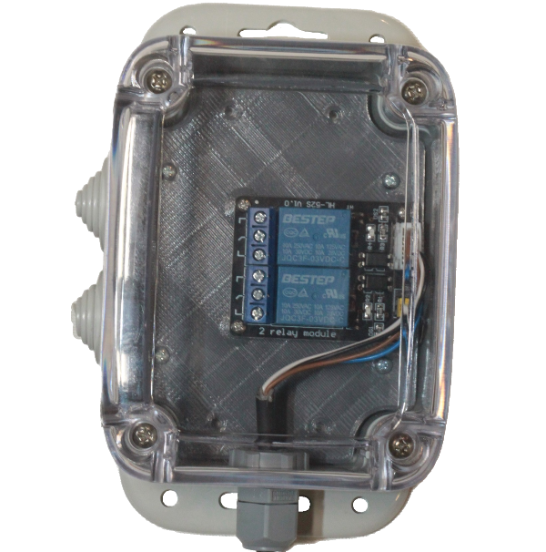 This is the 2 relay control module. Independently control 2 different relays. Each rated at 10 Amps